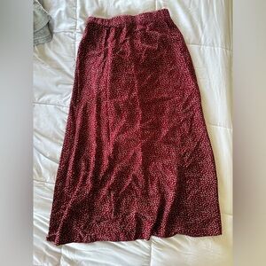Long red flower skirt with slit